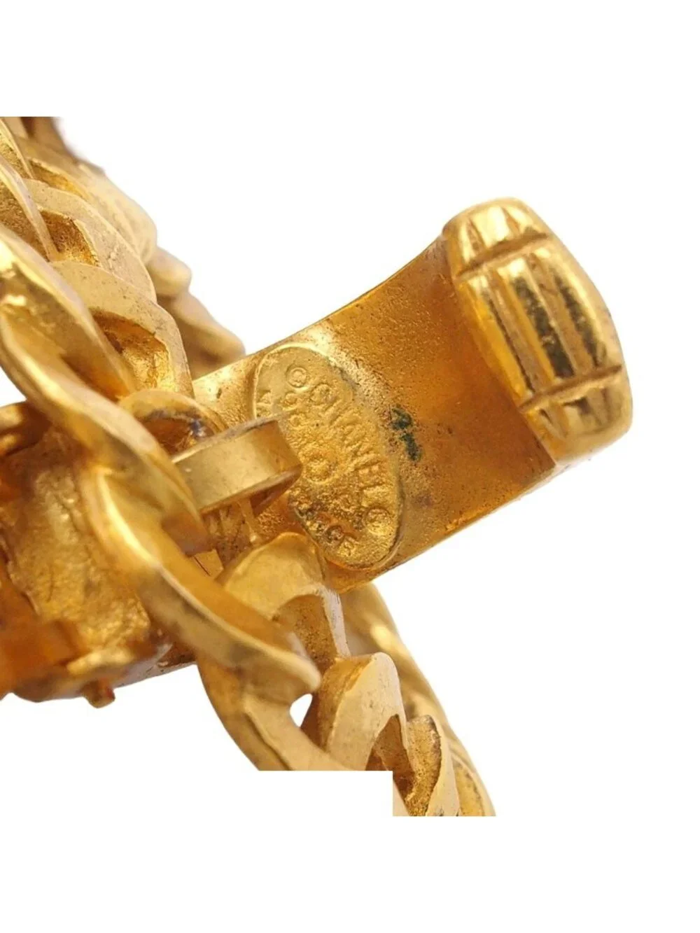 Chanel Earrings Round CC Logo Gold Metal